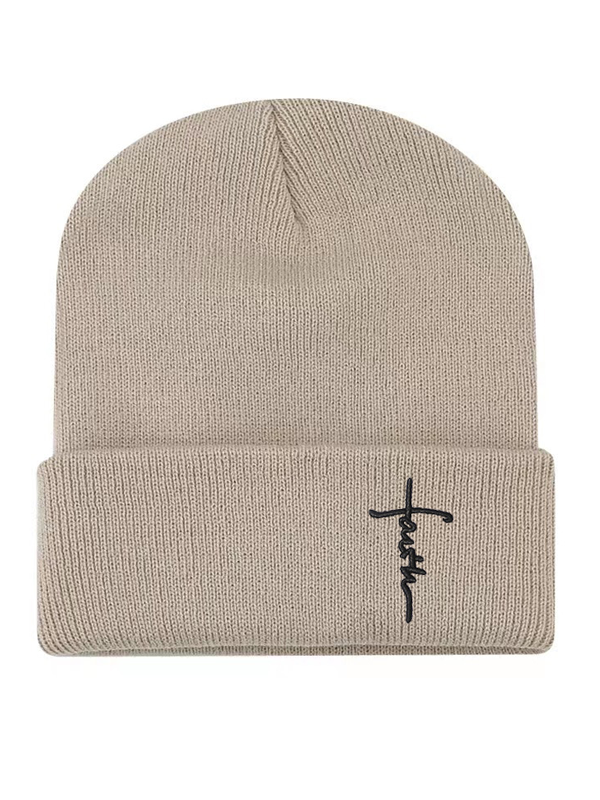 Embroidery Faith Cross Warm Beanie Cold hat