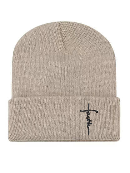 Embroidery Faith Cross Warm Beanie Cold hat
