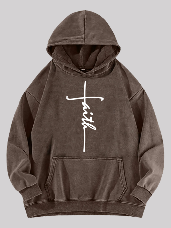 Faith Jesus God Christian Washed Hoodie