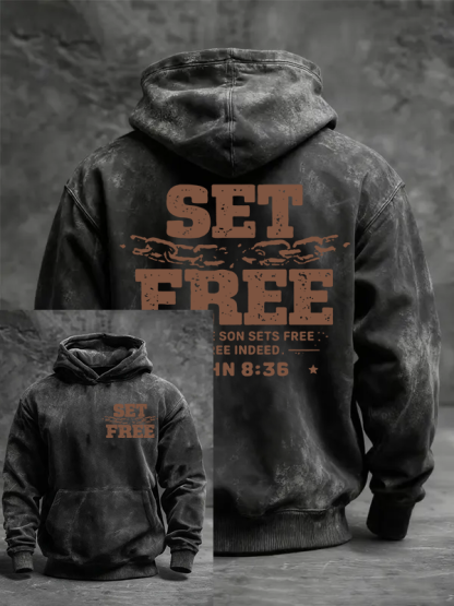 Set Free Jesus God Christian Washed Hoodie