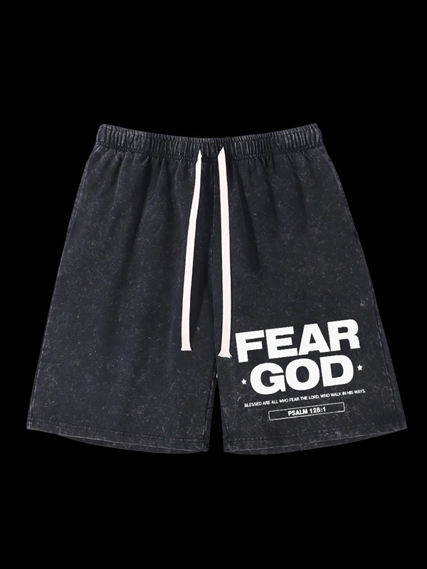 Fear God Jesus God Christian Washed Shorts