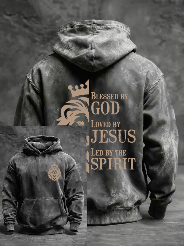 Blessed Loved Led Jesus God Christian Washed Hoodie