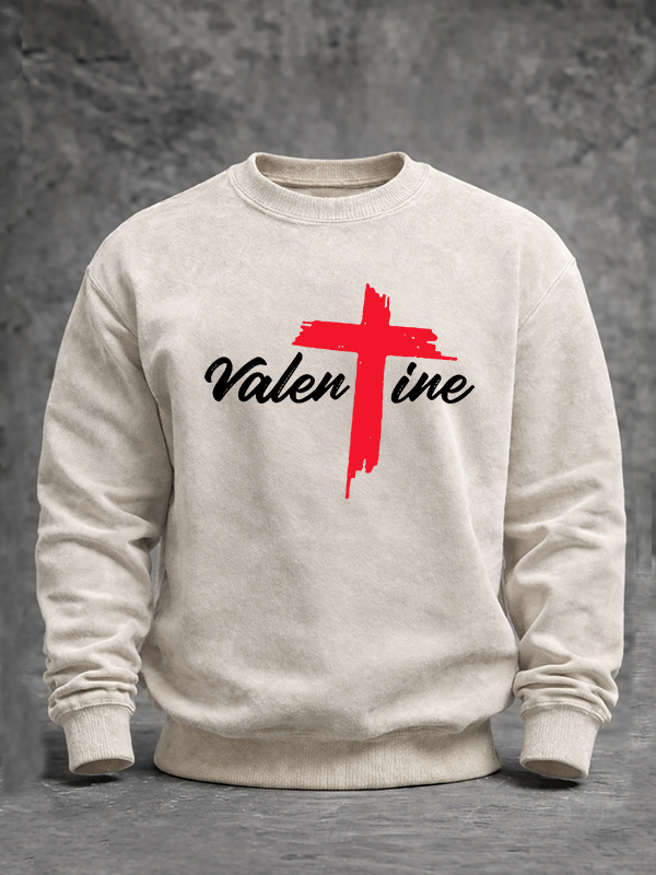Valentine  Jesus God Christian Washed Sweatshirt