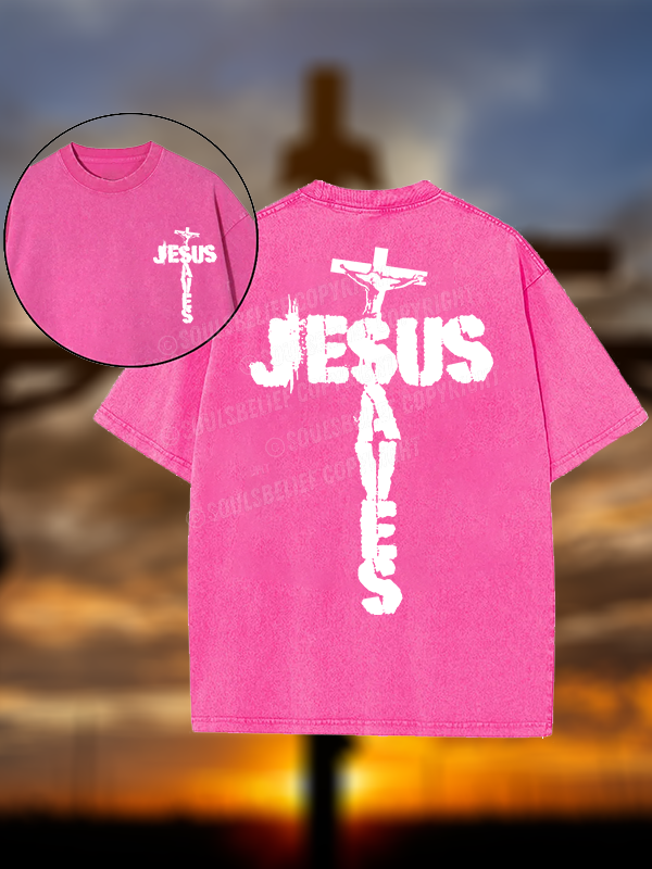 Jesus Saves Christian Washed T-Shirt