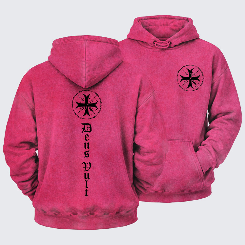 Washed Hoodie - Deus Vult