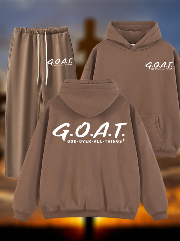 God Over All Things Jesus God Christian Plush Fleece-Lined Hoodie Set