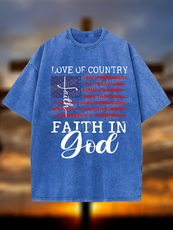 Faith In God Christian Washed T-Shirt