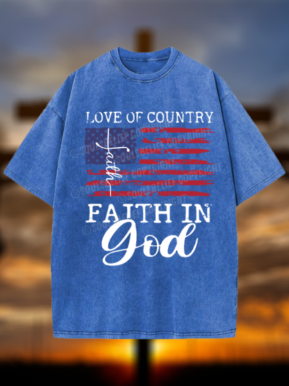 Faith In God Christian Washed T-Shirt