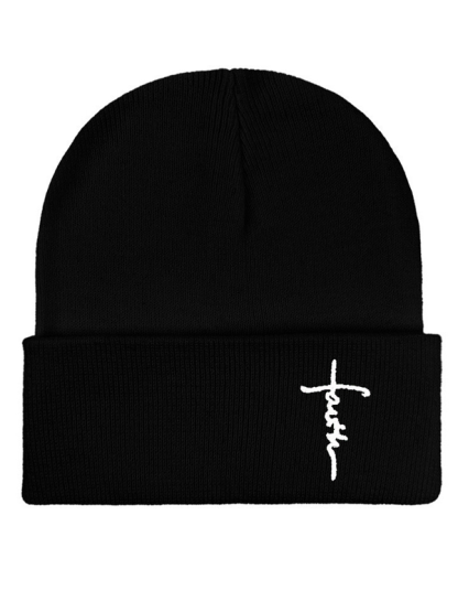 Embroidery Faith Cross Warm Beanie Cold hat