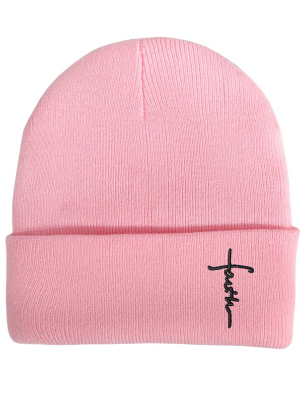 Embroidery Faith Cross Warm Beanie Cold hat