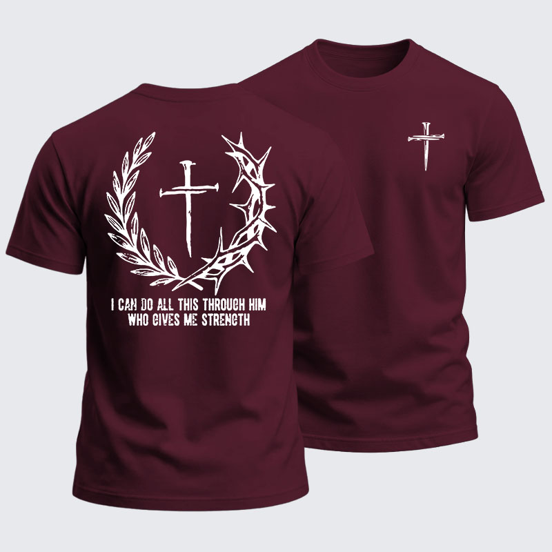 Heavyweight Cotton Tee - I Can Do All This Throuch Him Who Gives Me Strength