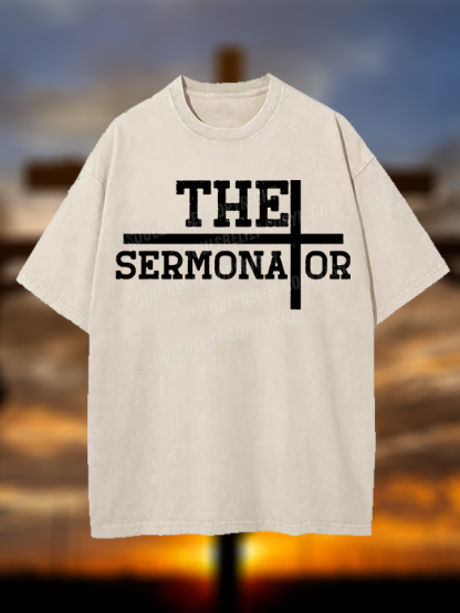 The Sermonator Christian Washed T-Shirt