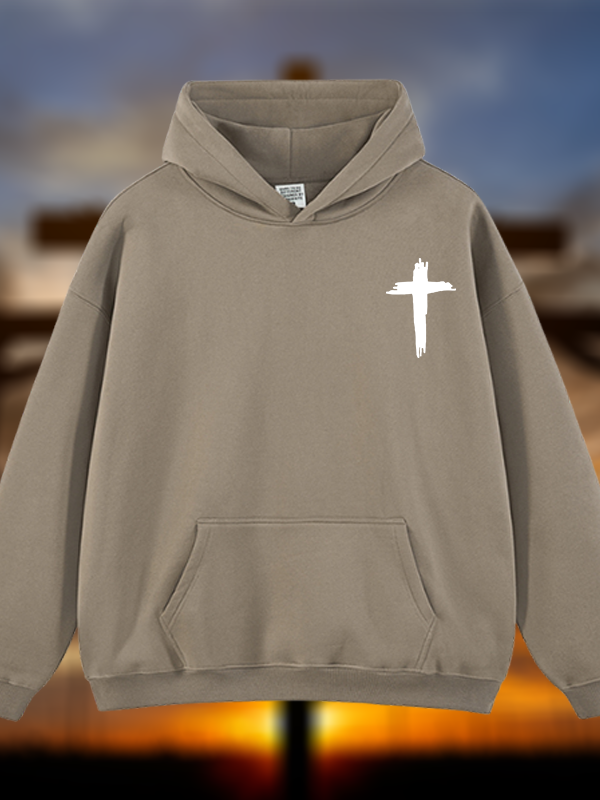 Cross Printed Jesus God Christian Plush Fleece-Lined Hoodie