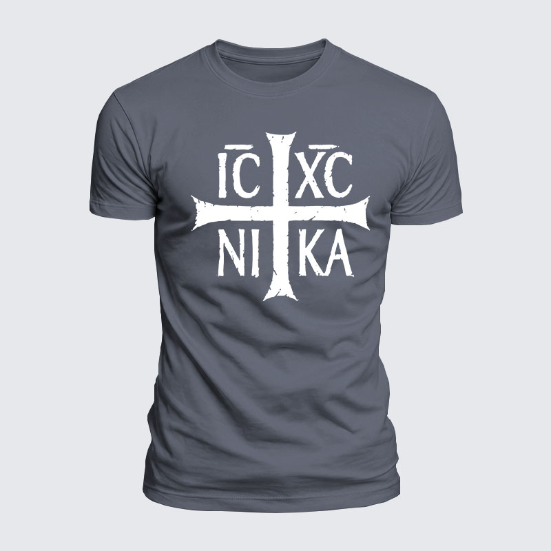 Luxe Mercerized Cotton Tee - ICXC NIKA Christogram Jesus Christ is winner