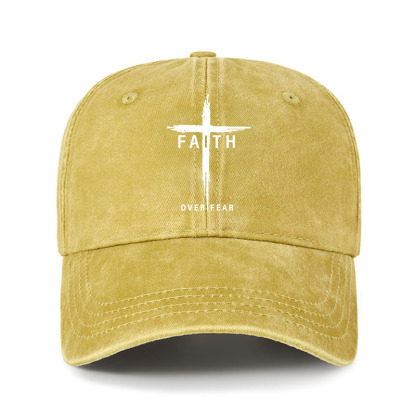 Heritage Washed Cap - Faith Over Fear Cross