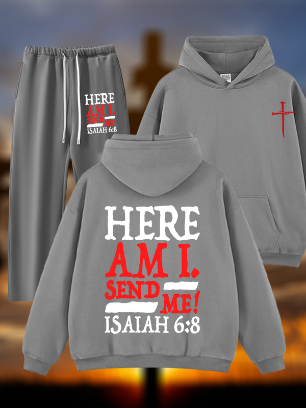 Isaiah 6:8 Send Me! Jesus God Christian Plush Fleece-Lined Hoodie Set
