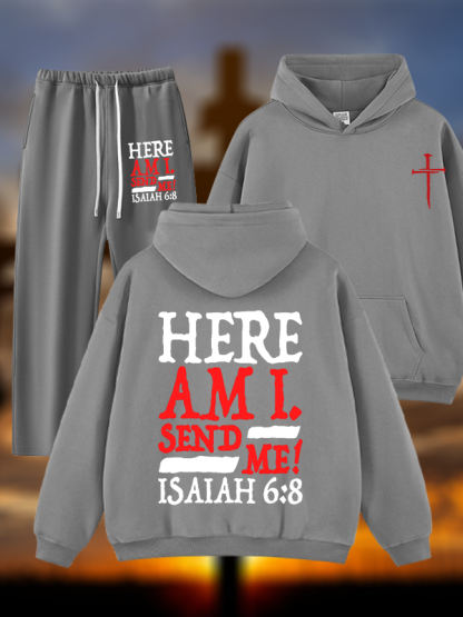 Isaiah 6:8 Send Me! Jesus God Christian Plush Fleece-Lined Hoodie Set