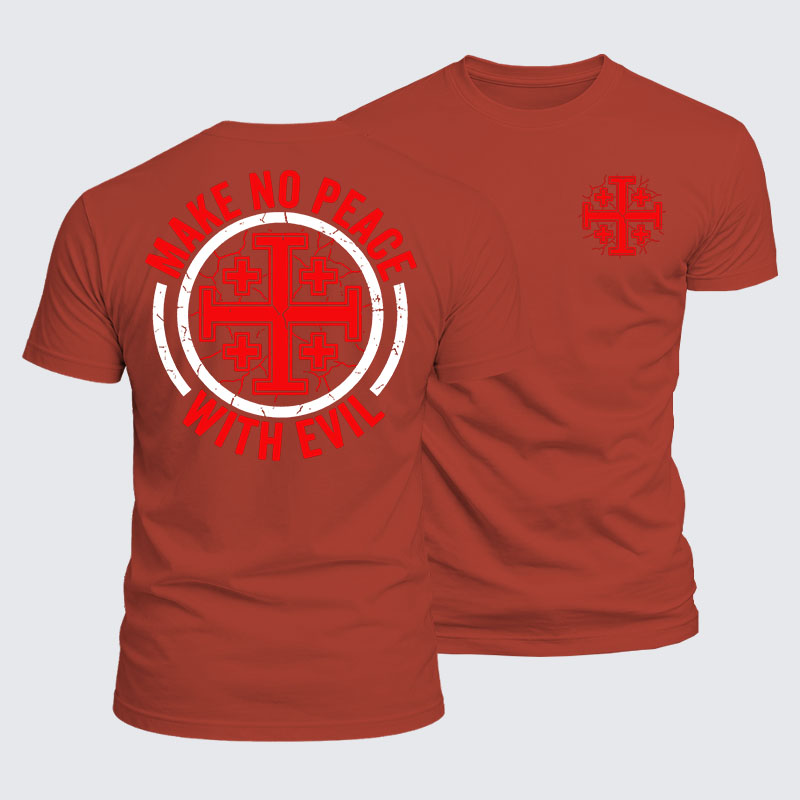 Luxe Mercerized Cotton Tee - Make No Peace with Evil Knight Templar Jerusalem Cross
