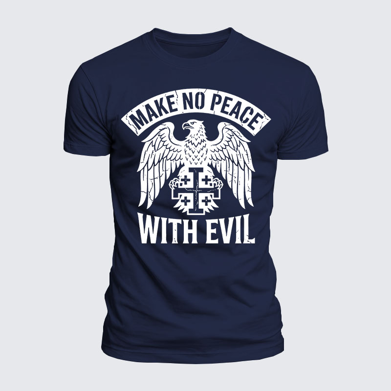 Luxe Mercerized Cotton Tee - Make No Peace with Evil Jerusalem Cross