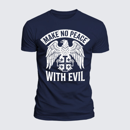 Luxe Mercerized Cotton Tee - Make No Peace with Evil Jerusalem Cross