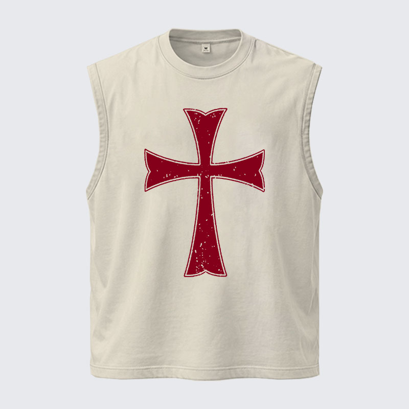 Washed Tank Top - Knights Templar Crusader Cross