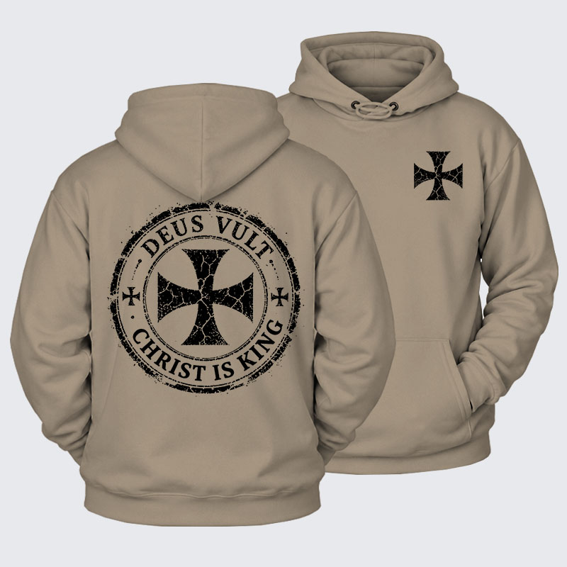 Plush Fleece-Lined Hoodie - Deus Vult Christ Is King