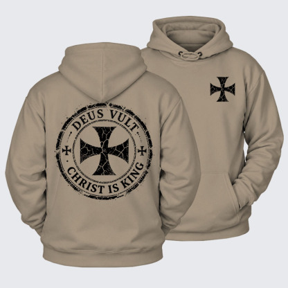 Plush Fleece-Lined Hoodie - Deus Vult Christ Is King