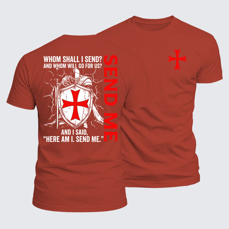 Luxe Mercerized Cotton Tee -  Here I Am Send Me Isaiah 6:8 Knight Templar Crusader