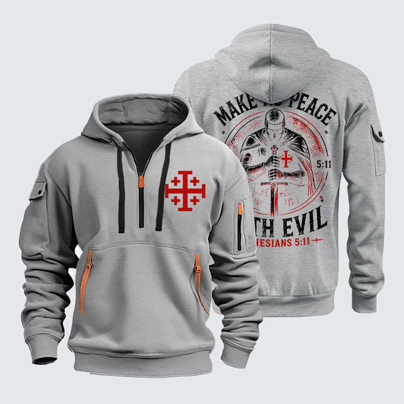 Zipper Hoodies - Make No Peace with Evil Knight Templar Jerusalem Cross