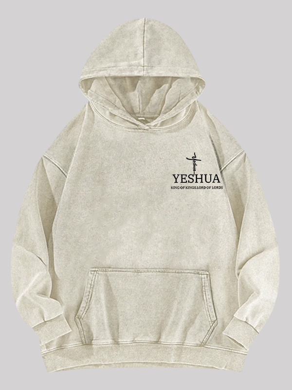 Yeshua King Of Kings Lord Of Lords Jesus God Christian Washed Hoodie