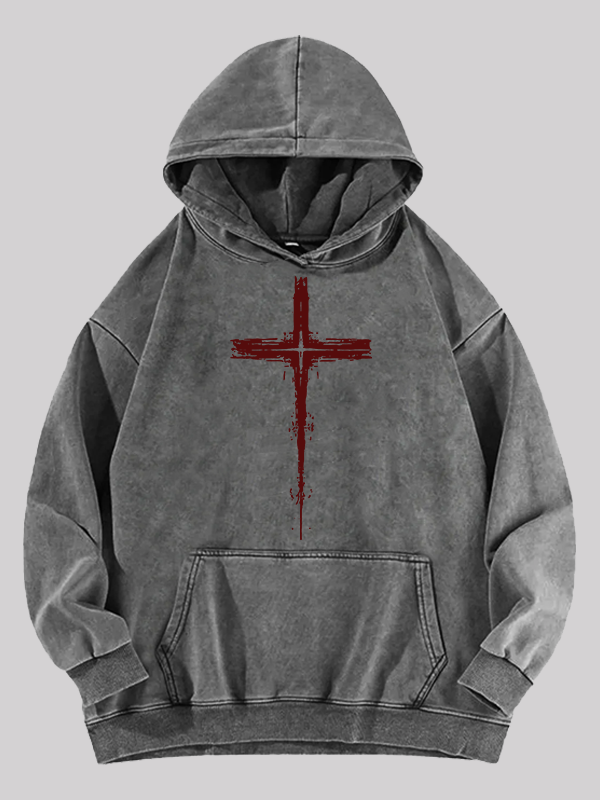 Light of Cross Jesus God Christian Washed Hoodie