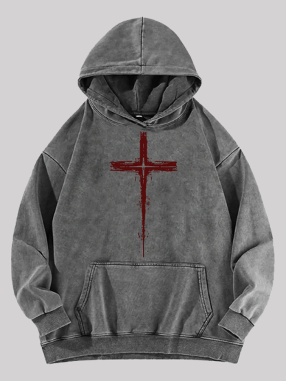 Light of Cross Jesus God Christian Washed Hoodie
