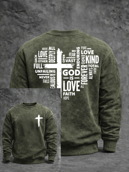 God is Love Jesus God Christian Washed Sweatshirt