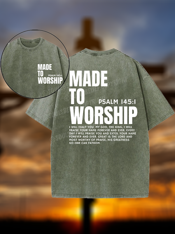 Made To Worship Jesus God Christian Washed T-Shirt