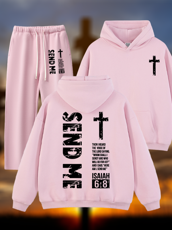 Send Me Isaiah 6:8 Jesus God Christian Plush Fleece-Lined Hoodie Set