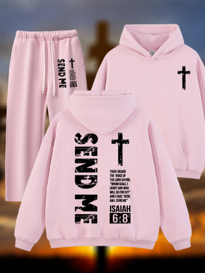 Send Me Isaiah 6:8 Jesus God Christian Plush Fleece-Lined Hoodie Set