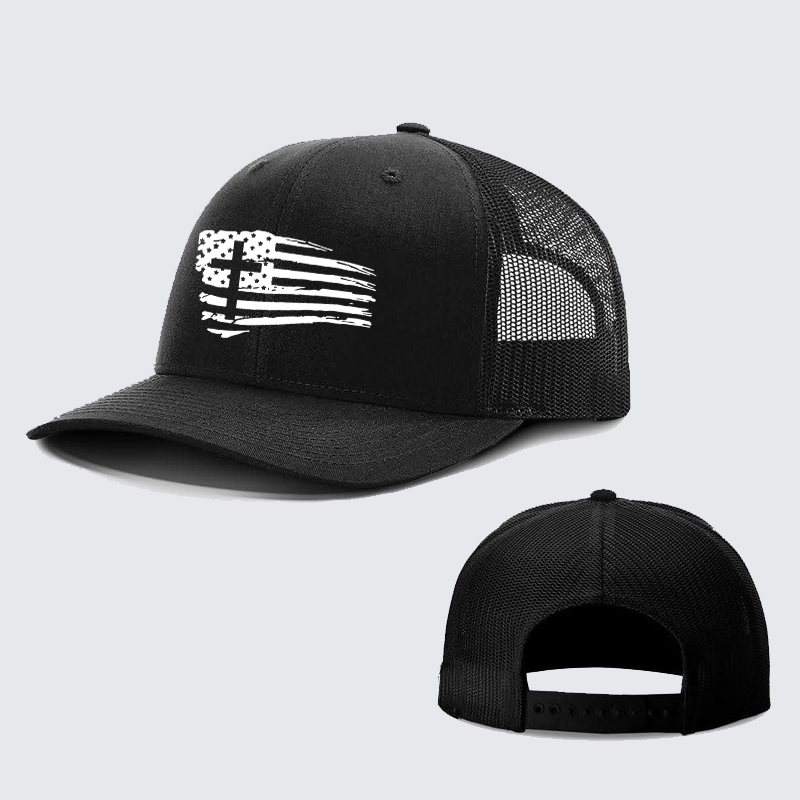 Tattered Flag Cross Jesus God Christian Richardson Hat