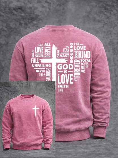 God is Love Jesus God Christian Washed Sweatshirt