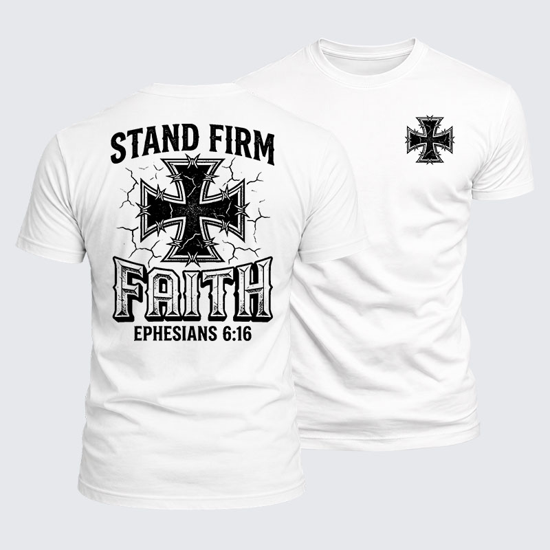 Stand Firm Faith Jesus God Christian  – Luxe Mercerized Interlock Cotton Tee