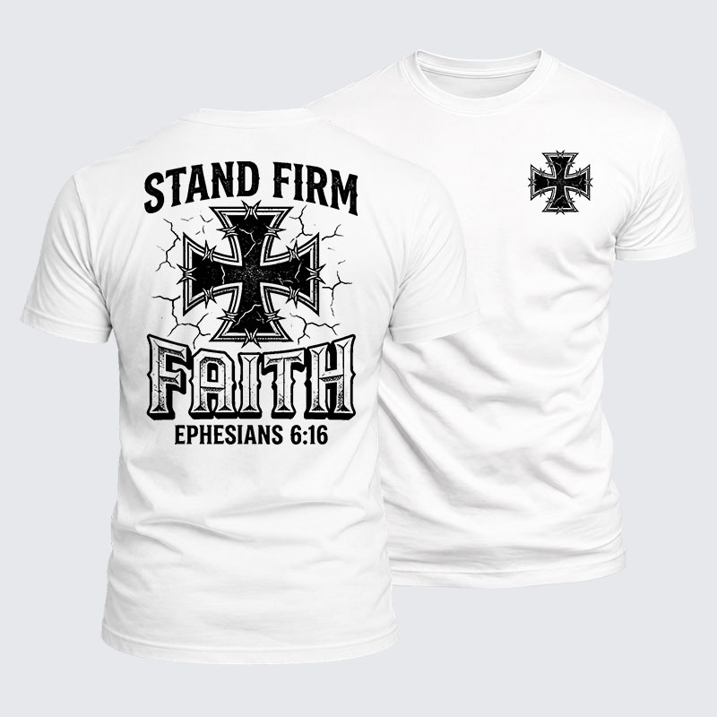 Stand Firm Faith Jesus God Christian  – Luxe Mercerized Interlock Cotton Tee