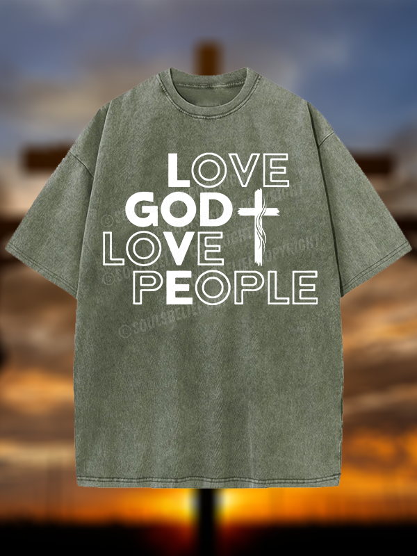 Love God Love People Christian Washed T-Shirt