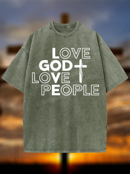 Love God Love People Christian Washed T-Shirt