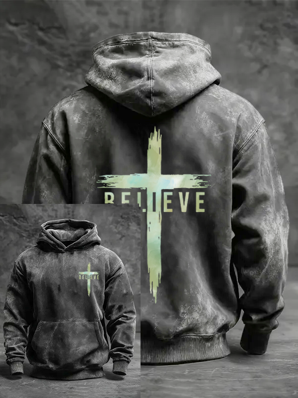 Believe Jesus God Christian Washed Hoodie