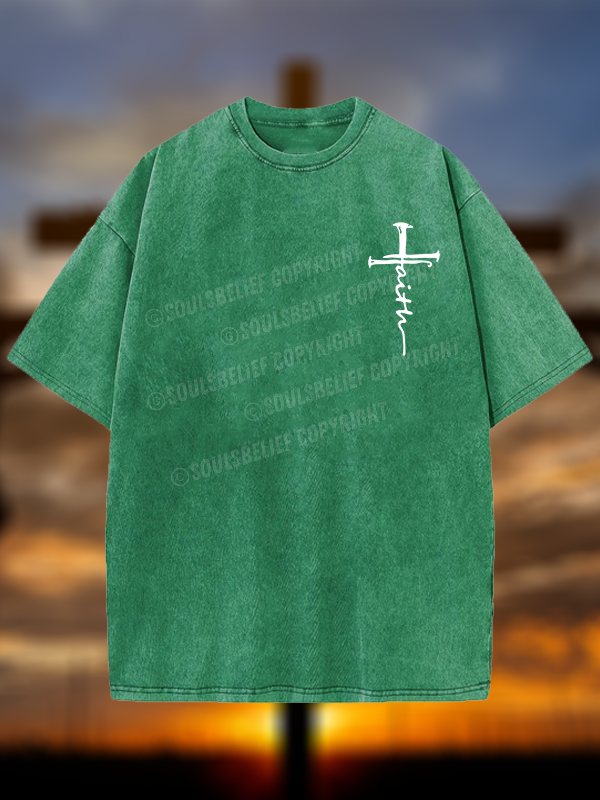Cross Jesus God Christian Washed T-Shirt