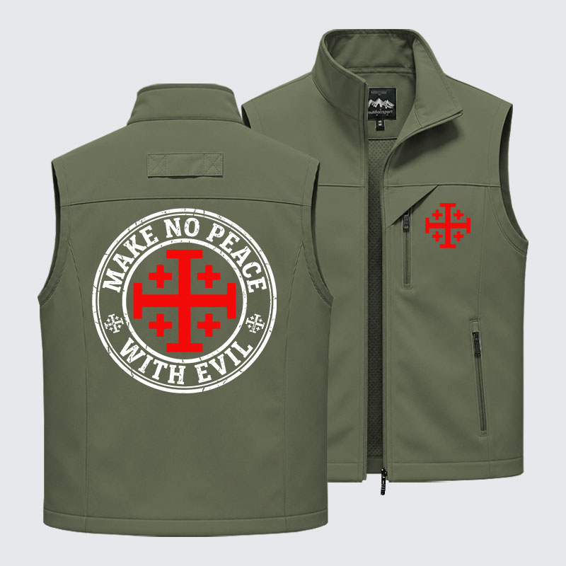 Make No Peace with Evil Knight Templar Jerusalem Cross Outdoor Quick-dry Vest