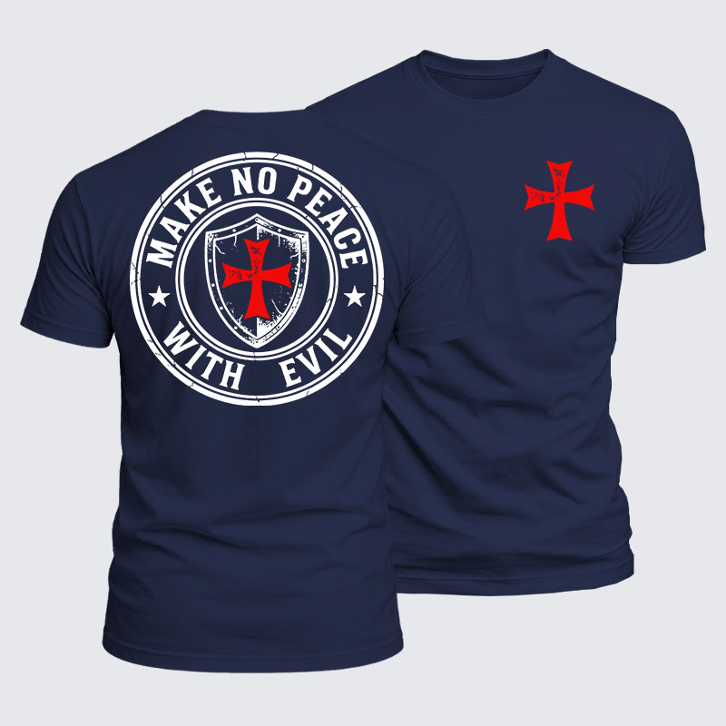 Luxe Mercerized Cotton Tee -  Make No Peace with Evil Knight Templar Jerusalem Cross