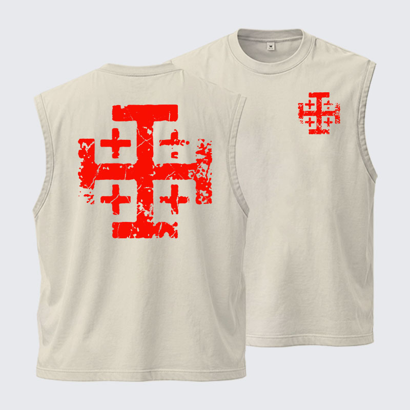 Washed Tank Top - Knights Templar Jerusalem Cross