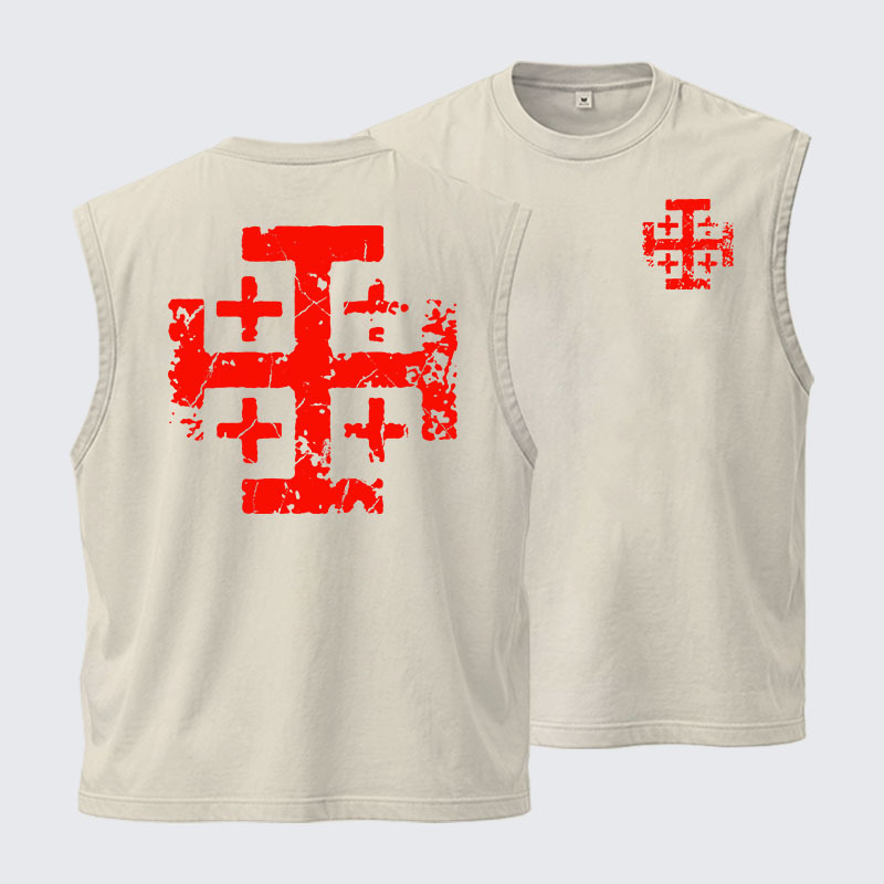 Washed Tank Top - Knights Templar Jerusalem Cross