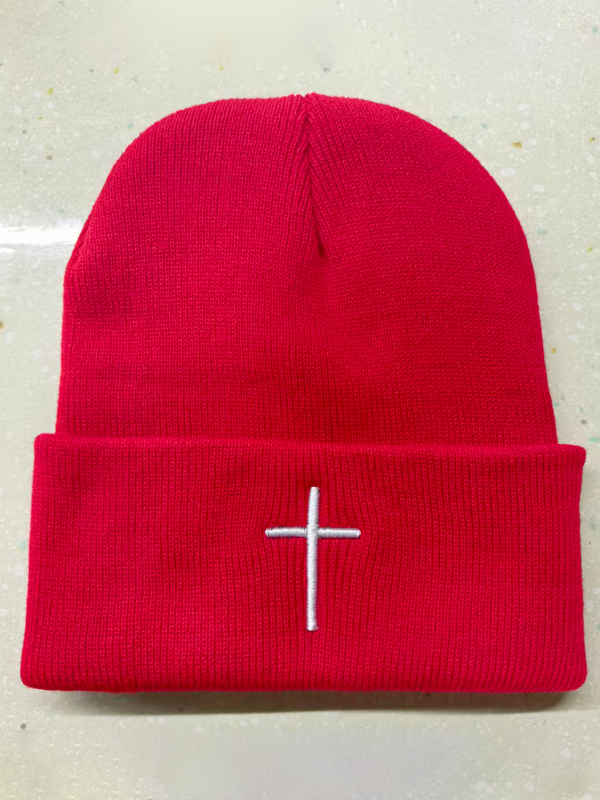 Embroidery Cross Warm Beanie Cold hat