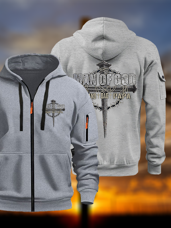 Man Of God Husband Dad PaPa Jesus God Christian Zipper Hoodies